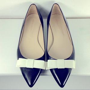 Sabrina Martone Black flat w/White Bow Sz 9.5/39.5